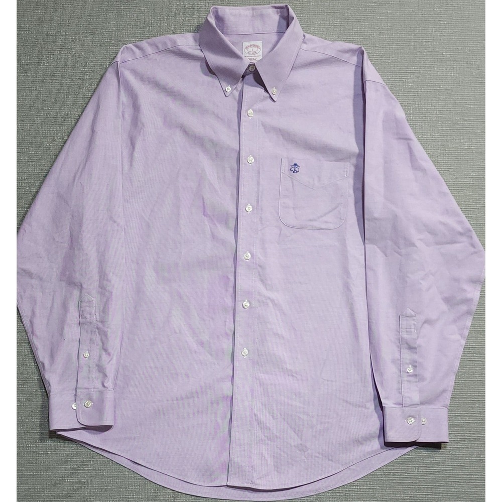 Brooks Brothers Purple No Iron Button Down‎ Shirt Long Sleeve Cotton Size L
